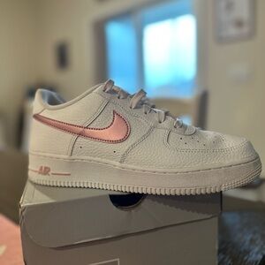 Nike Air Force 1 GS White and Pink Sneakers